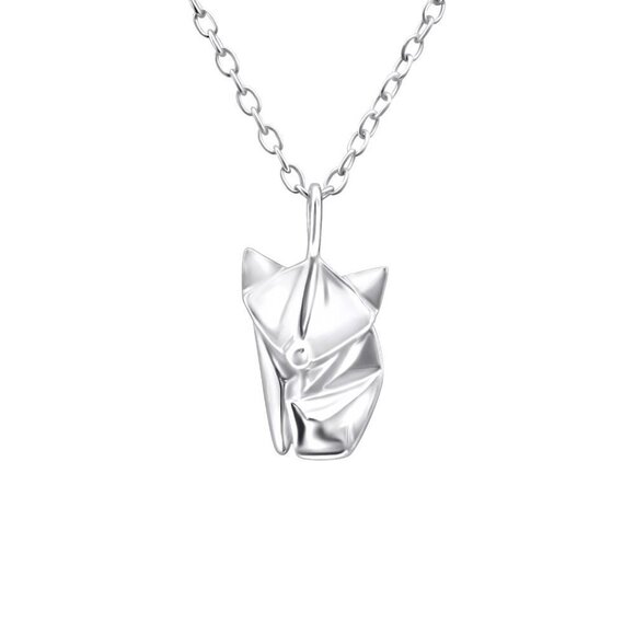 Sterling Silver Origami Fox Necklace - Picture 1 of 9